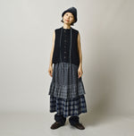 45R Ai Indigo Flannel Mix Tiered Frill Petti Skirt