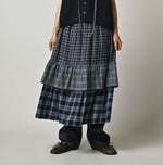 45R Ai Indigo Flannel Mix Tiered Frill Petti Skirt