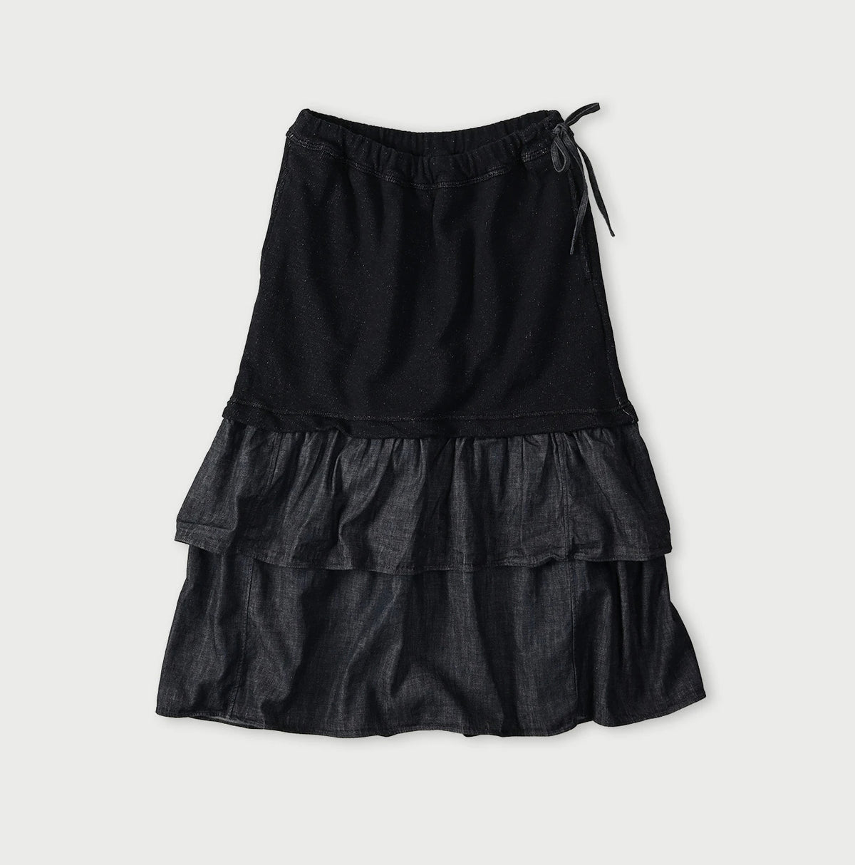 45R Indigo Cotton Fleece x Denim Skirt