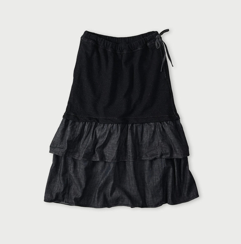 45R Indigo Cotton Fleece x Denim Skirt - Image 1