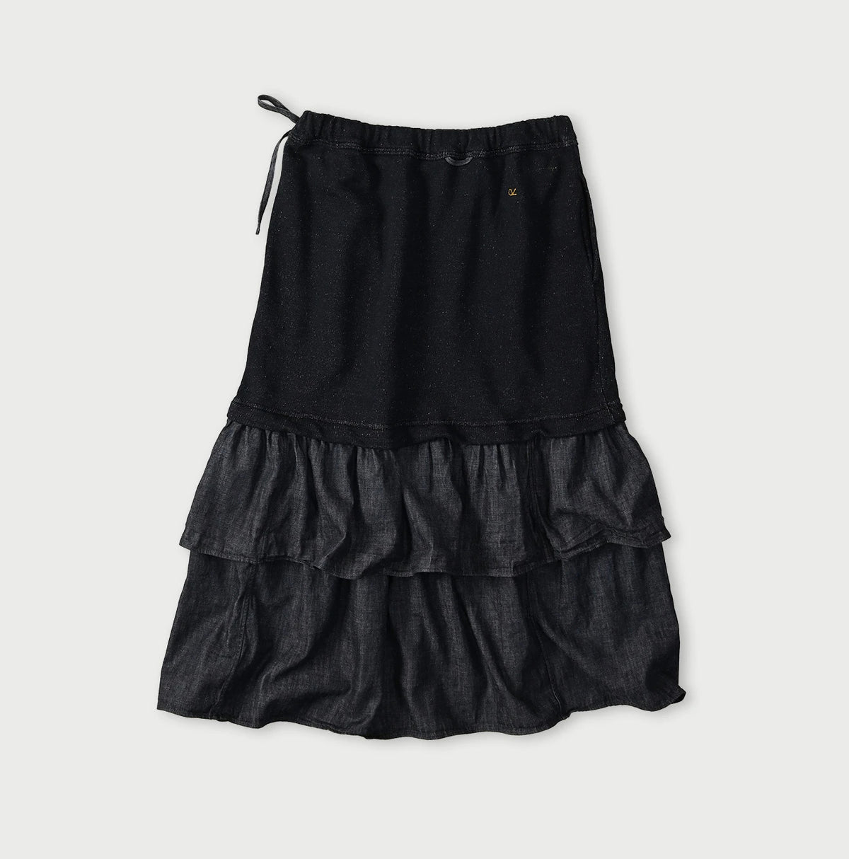 45R Indigo Cotton Fleece x Denim Skirt