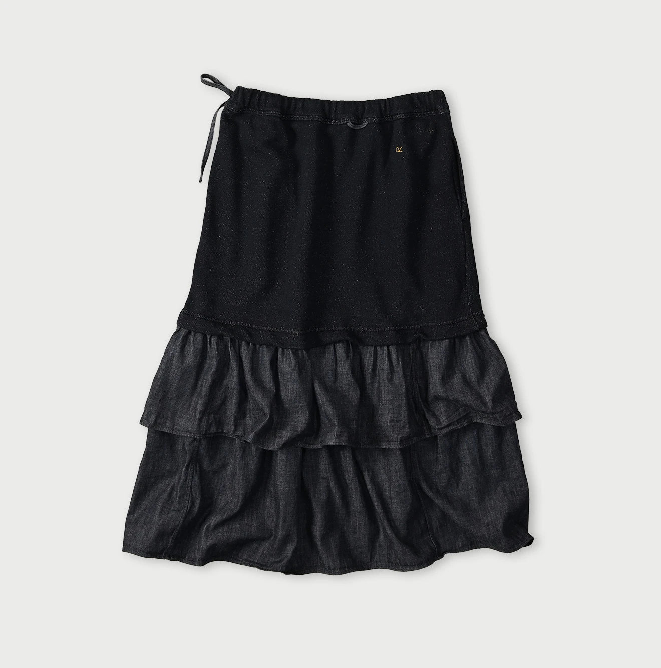 45R Indigo Cotton Fleece x Denim Skirt - Image 11