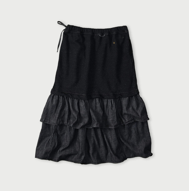 45R Indigo Cotton Fleece x Denim Skirt - Image 11