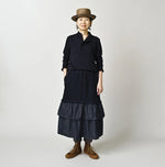 45R Indigo Cotton Fleece x Denim Skirt