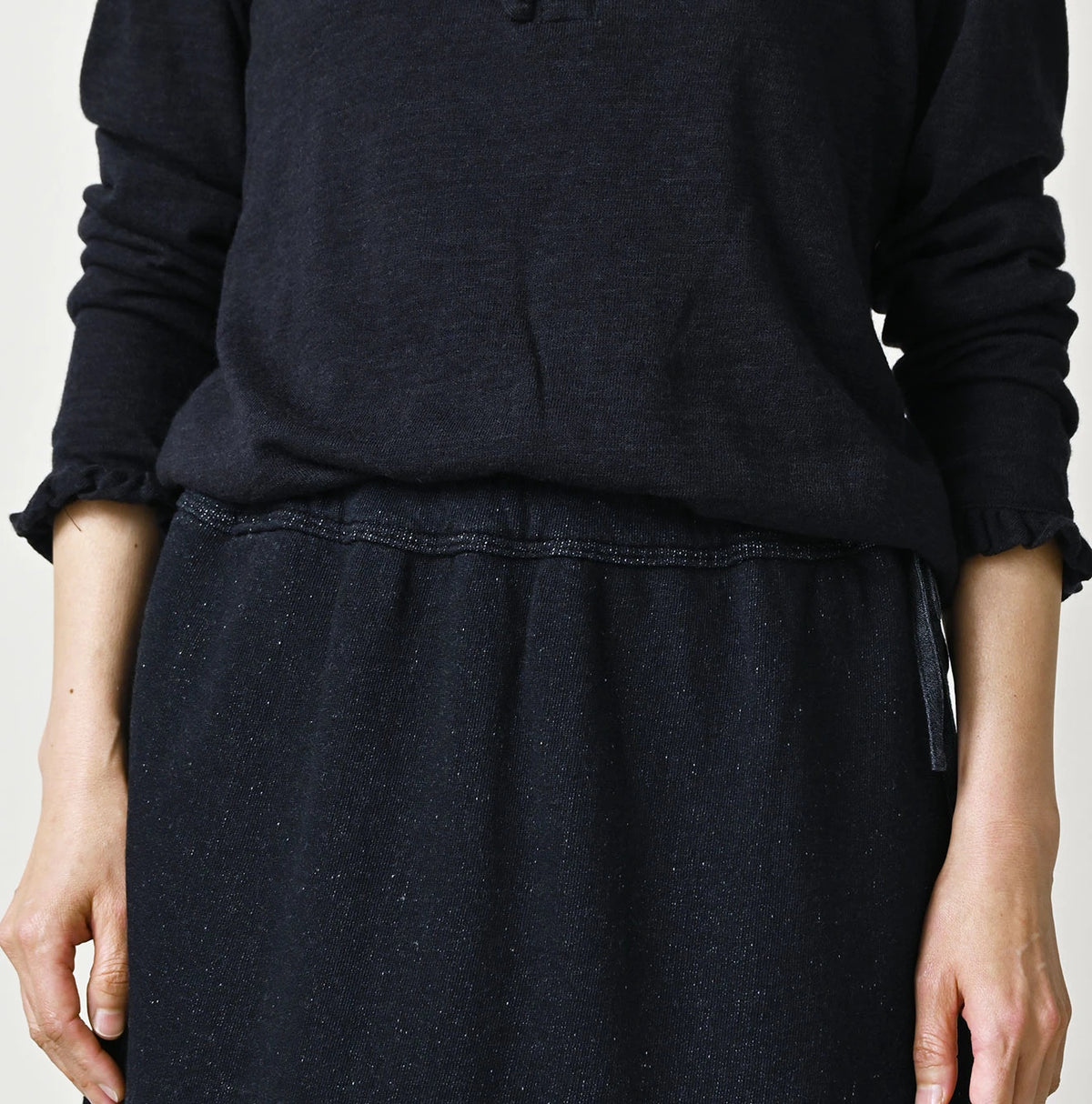 45R Indigo Cotton Fleece x Denim Skirt