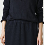 45R Indigo Cotton Fleece x Denim Skirt