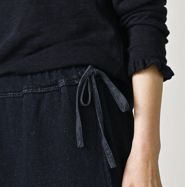 45R Indigo Cotton Fleece x Denim Skirt