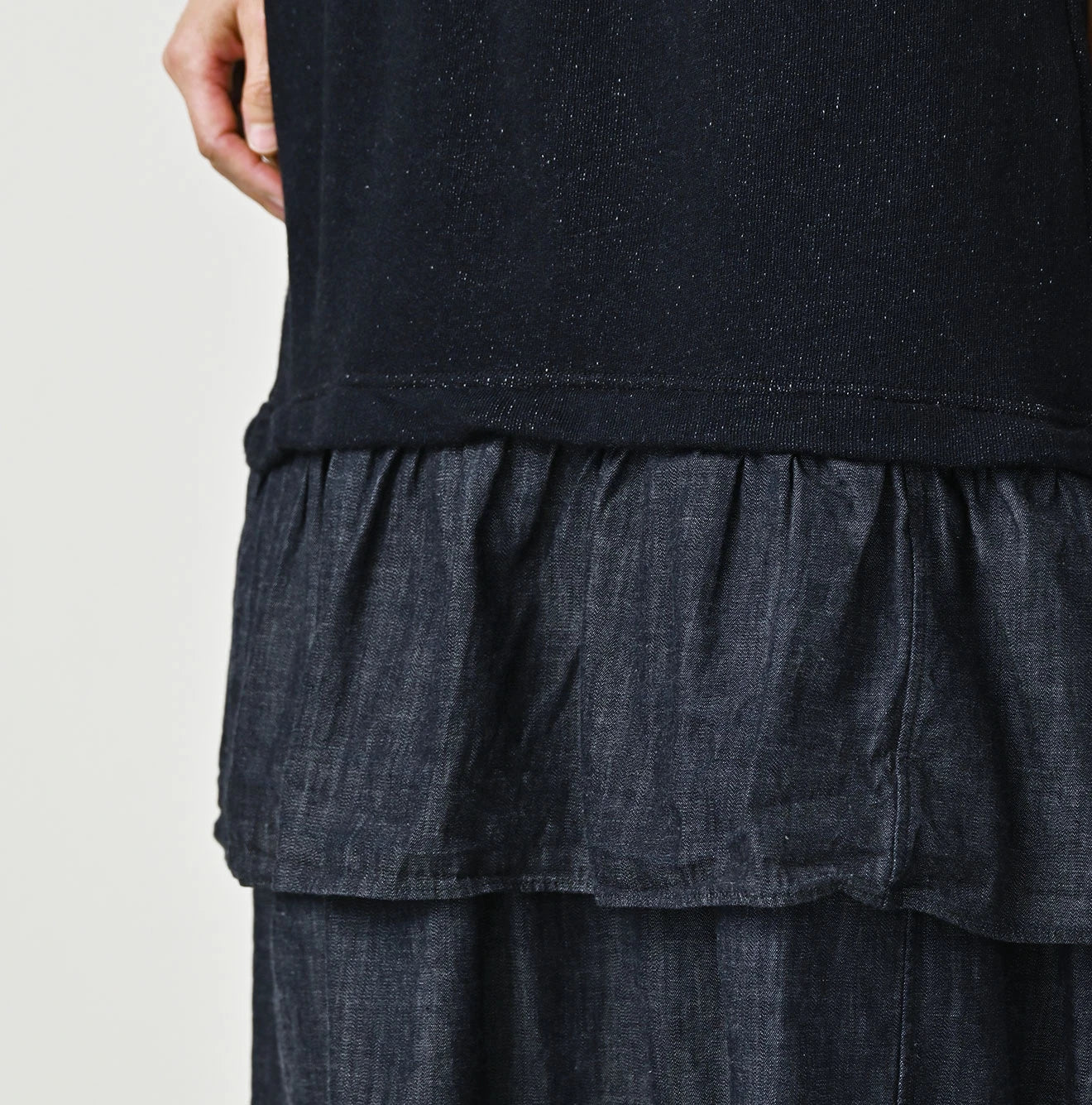 45R Indigo Cotton Fleece x Denim Skirt - Image 8