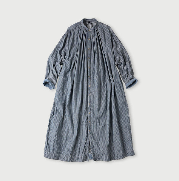 45R Indigo Khadi Shirt-denim Tucked Dress