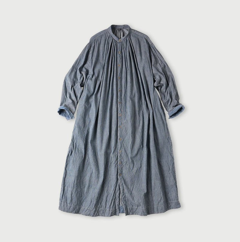 45R Indigo Khadi Shirt-denim Tucked Dress - Image 1