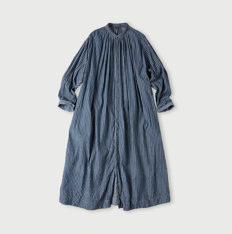 45R Indigo Khadi Shirt-denim Tucked Dress