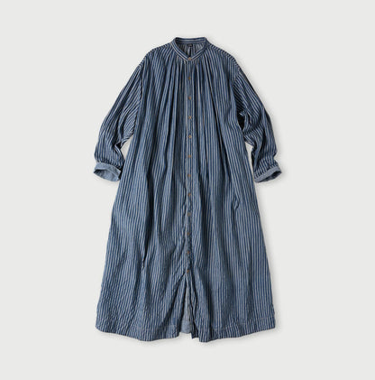 45R Indigo Khadi Shirt-denim Tucked Dress
