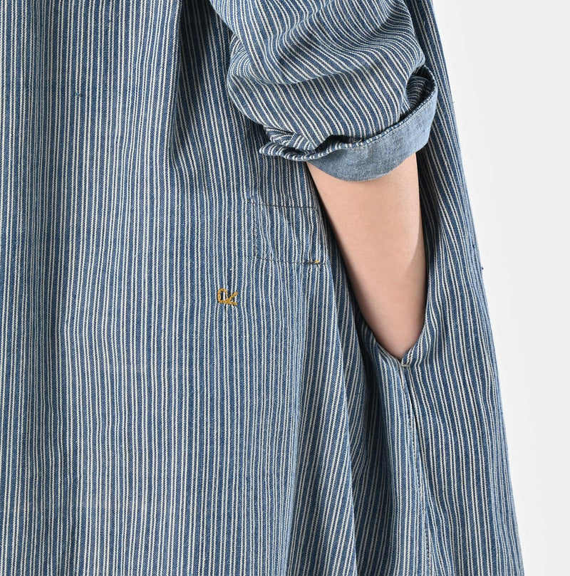 45R Indigo Khadi Shirt-denim Tucked Dress