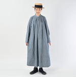 45R Indigo Khadi Shirt-denim Tucked Dress