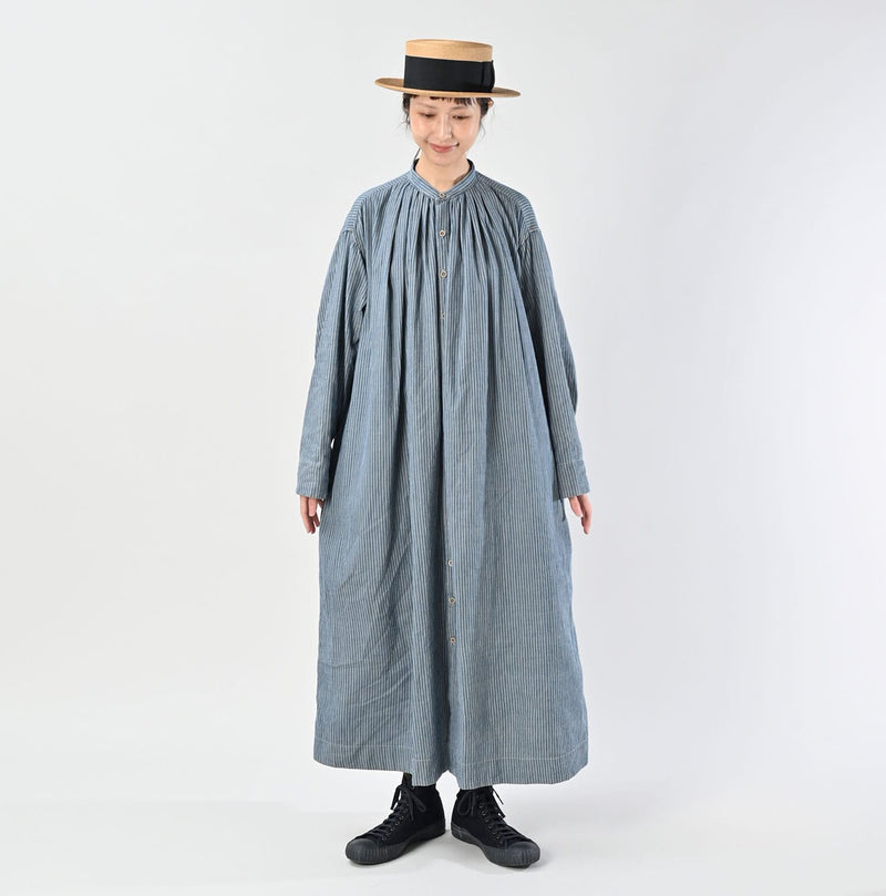 45R Indigo Khadi Shirt-denim Tucked Dress - Image 10