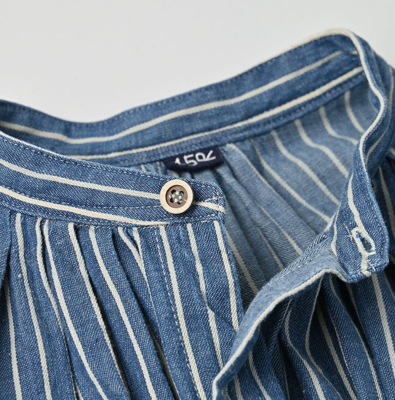 45R Indigo Khadi Shirt-denim Tucked Dress - Image 12