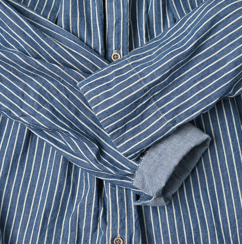 45R Indigo Khadi Shirt-denim Tucked Dress - Image 13