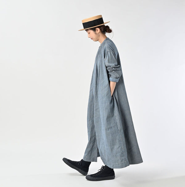 45R Indigo Khadi Shirt-denim Tucked Dress