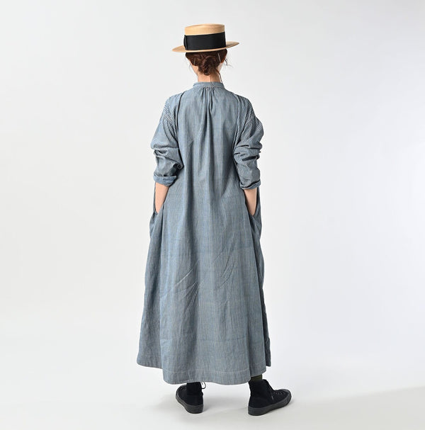 45R Indigo Khadi Shirt-denim Tucked Dress