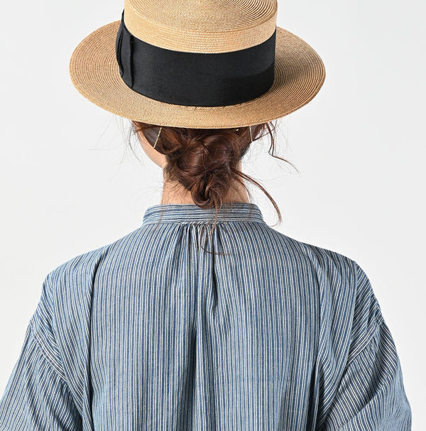 45R Indigo Khadi Shirt-denim Tucked Dress