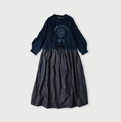 45R Indigo Cotton Fleece Denim Dress