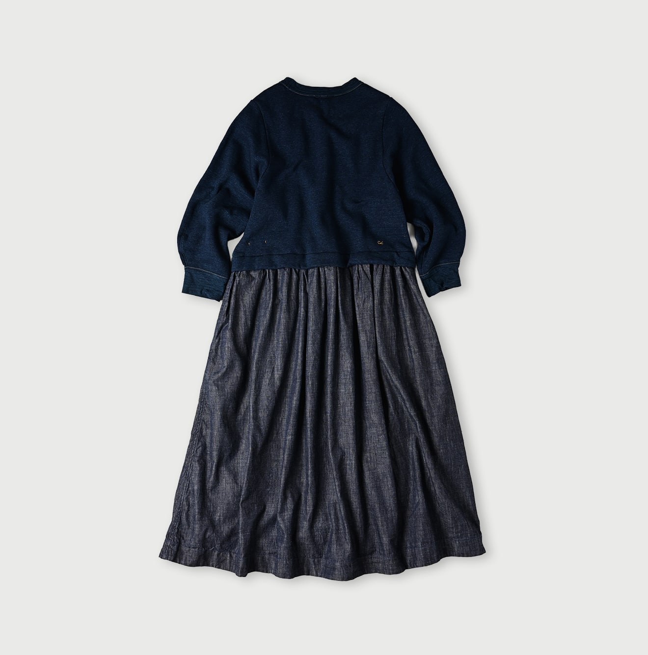 45R Indigo Cotton Fleece Denim Dress