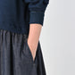 45R Indigo Cotton Fleece Denim Dress