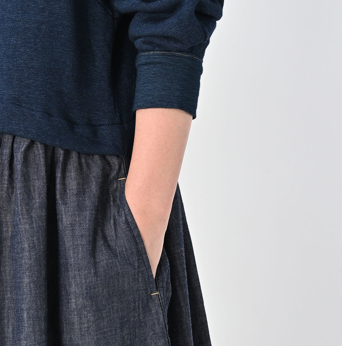 45R Indigo Cotton Fleece Denim Dress