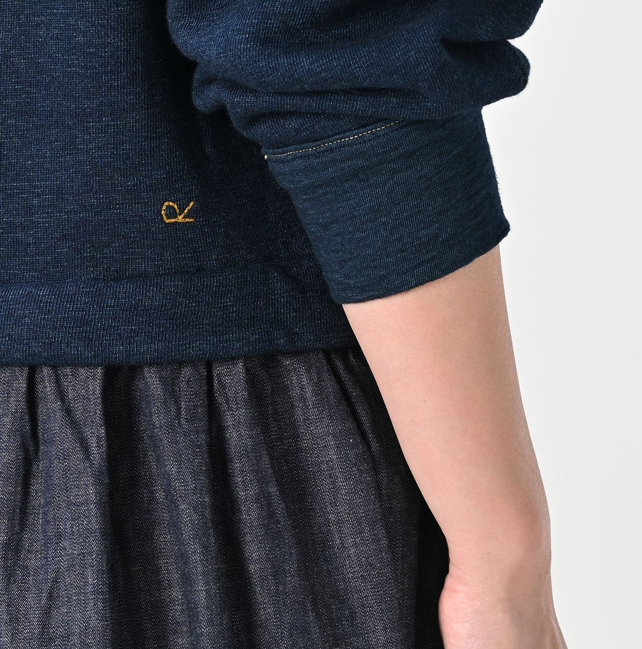 45R Indigo Cotton Fleece Denim Dress