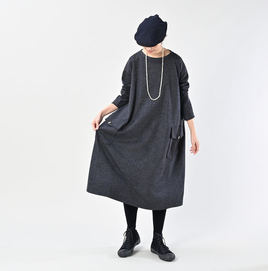45R Herringbone Jersey Flannel Dress