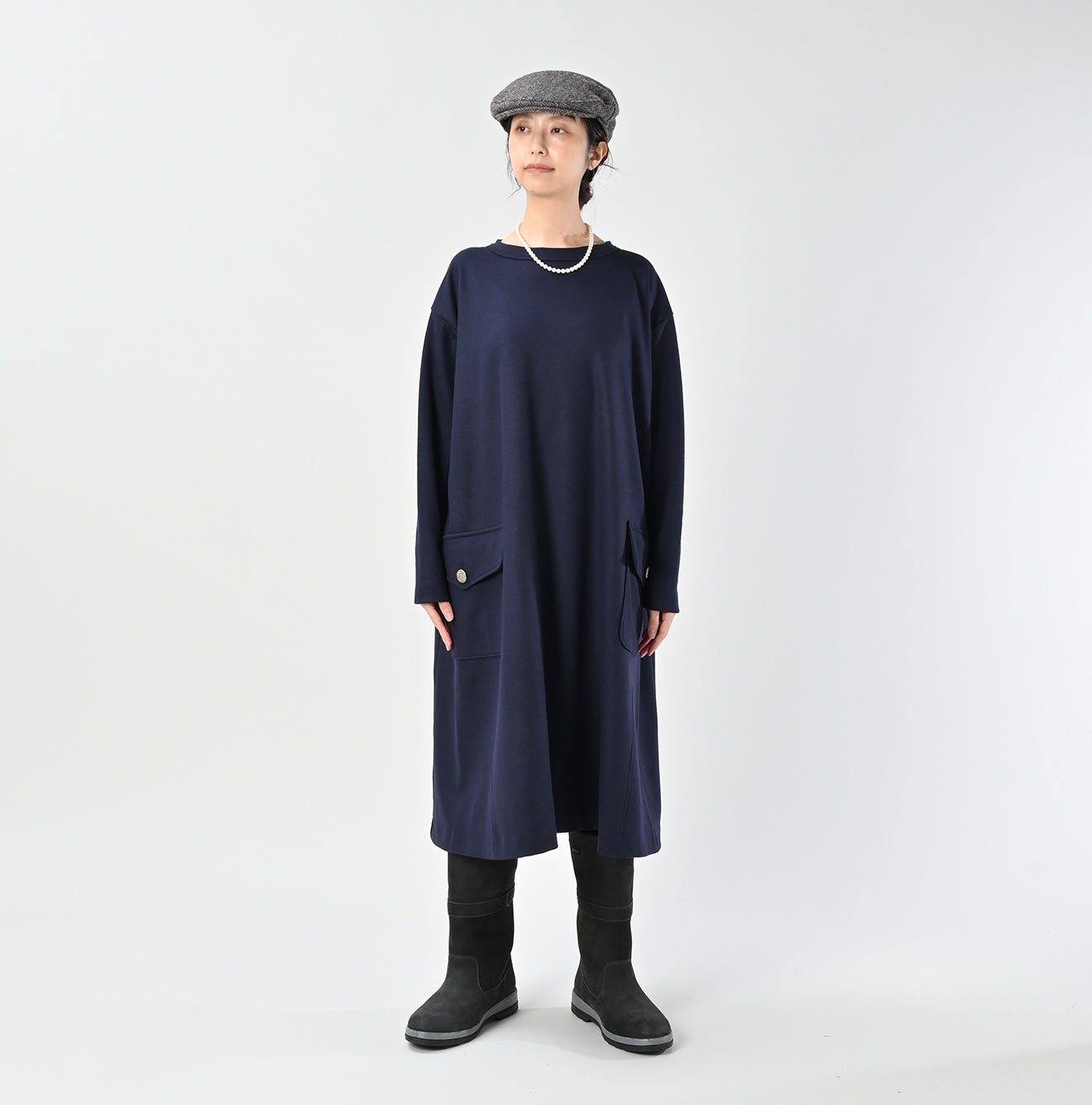 45R Herringbone Jersey Flannel Dress