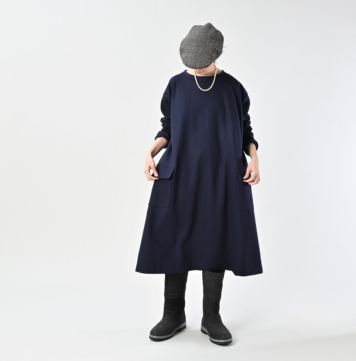 45R Herringbone Jersey Flannel Dress