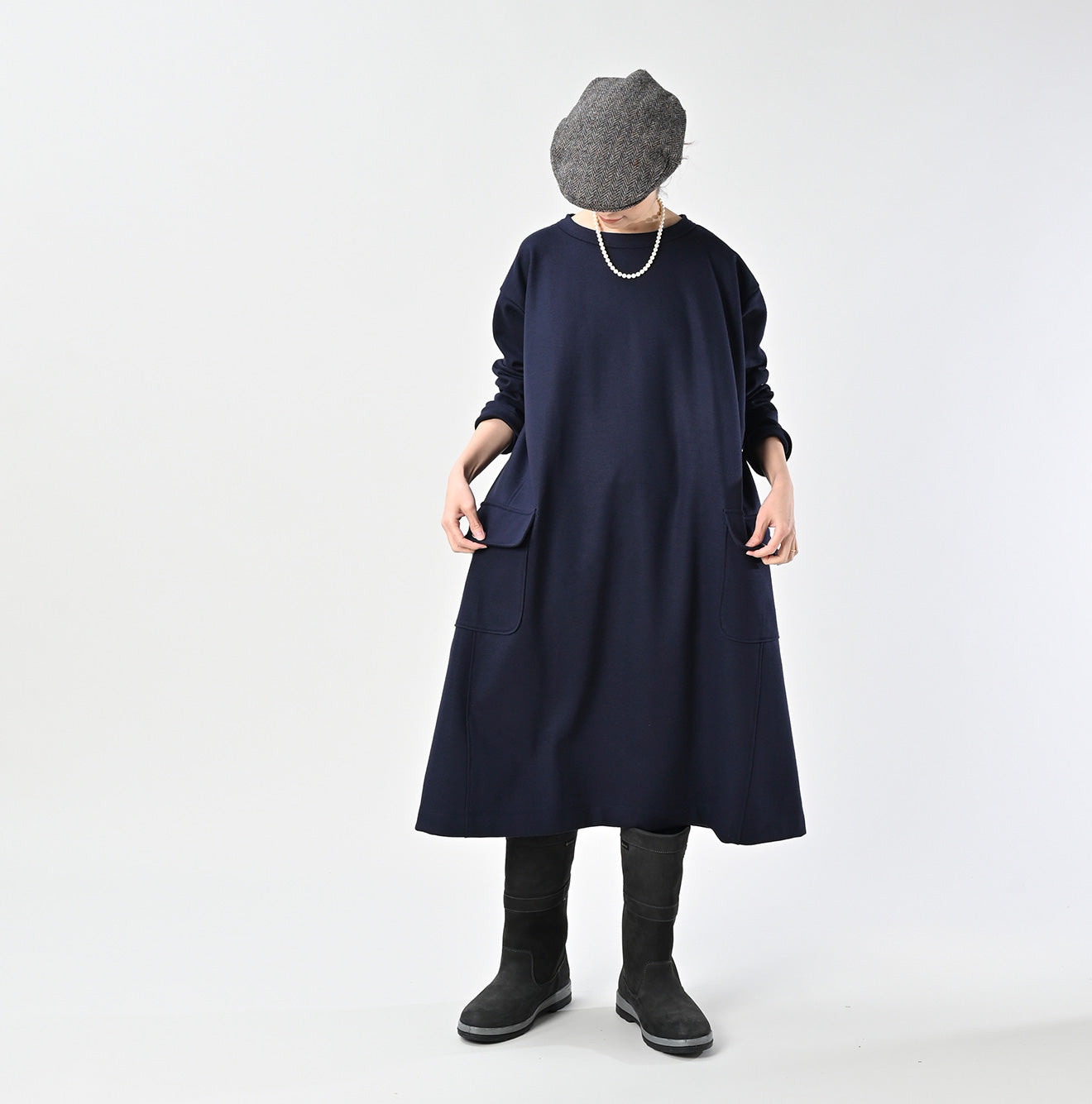 45R Herringbone Jersey Flannel Dress