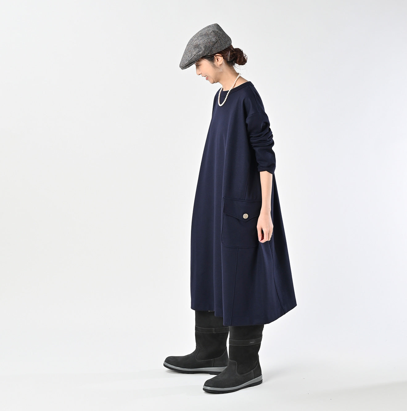 45R Herringbone Jersey Flannel Dress