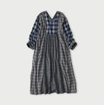 45R Ai Indigo Flannel Mix Patchwork Dress