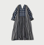 45R Ai Indigo Flannel Mix Patchwork Dress