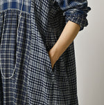 45R Ai Indigo Flannel Mix Patchwork Dress