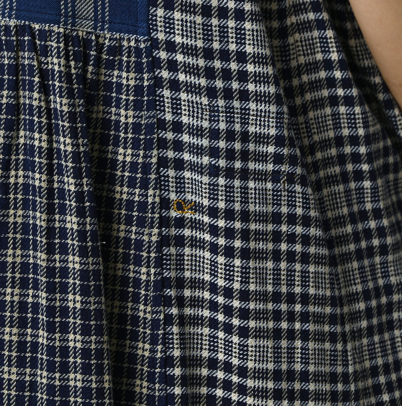 45R Ai Indigo Flannel Mix Patchwork Dress - Image 11