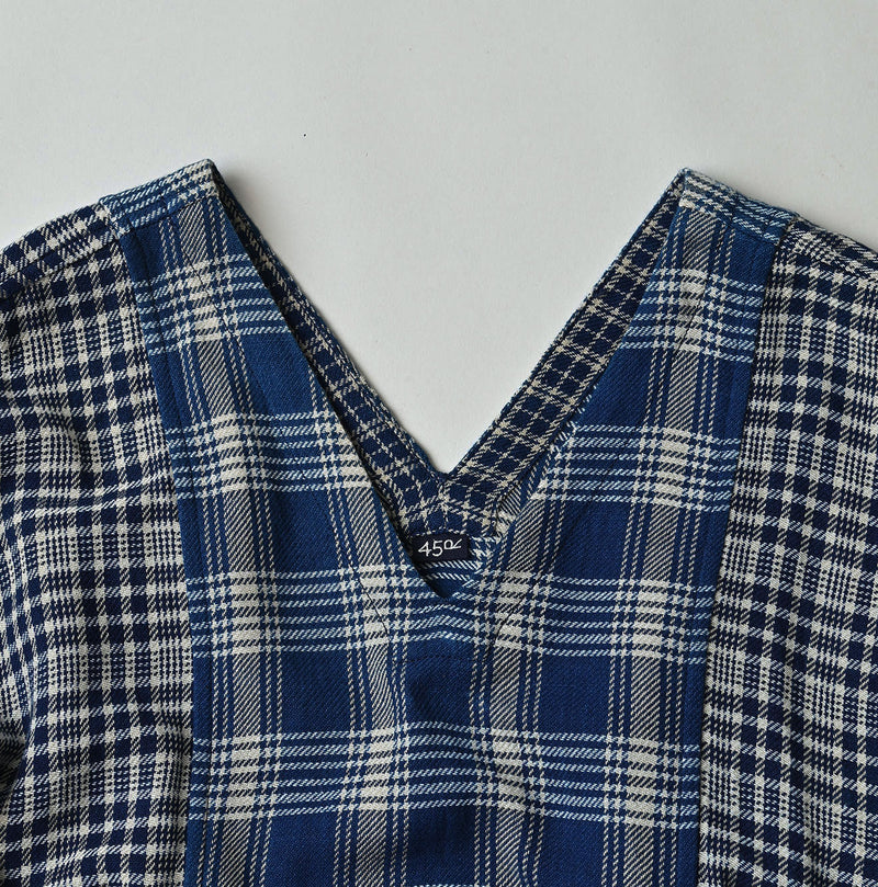 45R Ai Indigo Flannel Mix Patchwork Dress - Image 13