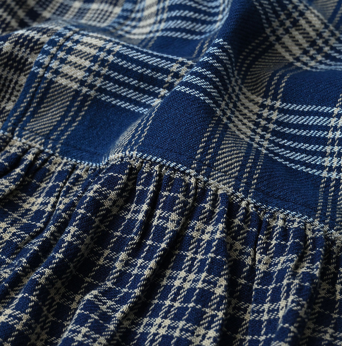45R Ai Indigo Flannel Mix Patchwork Dress
