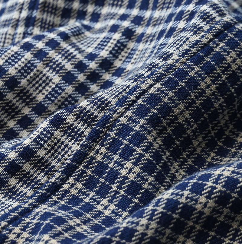 45R Ai Indigo Flannel Mix Patchwork Dress - Image 17