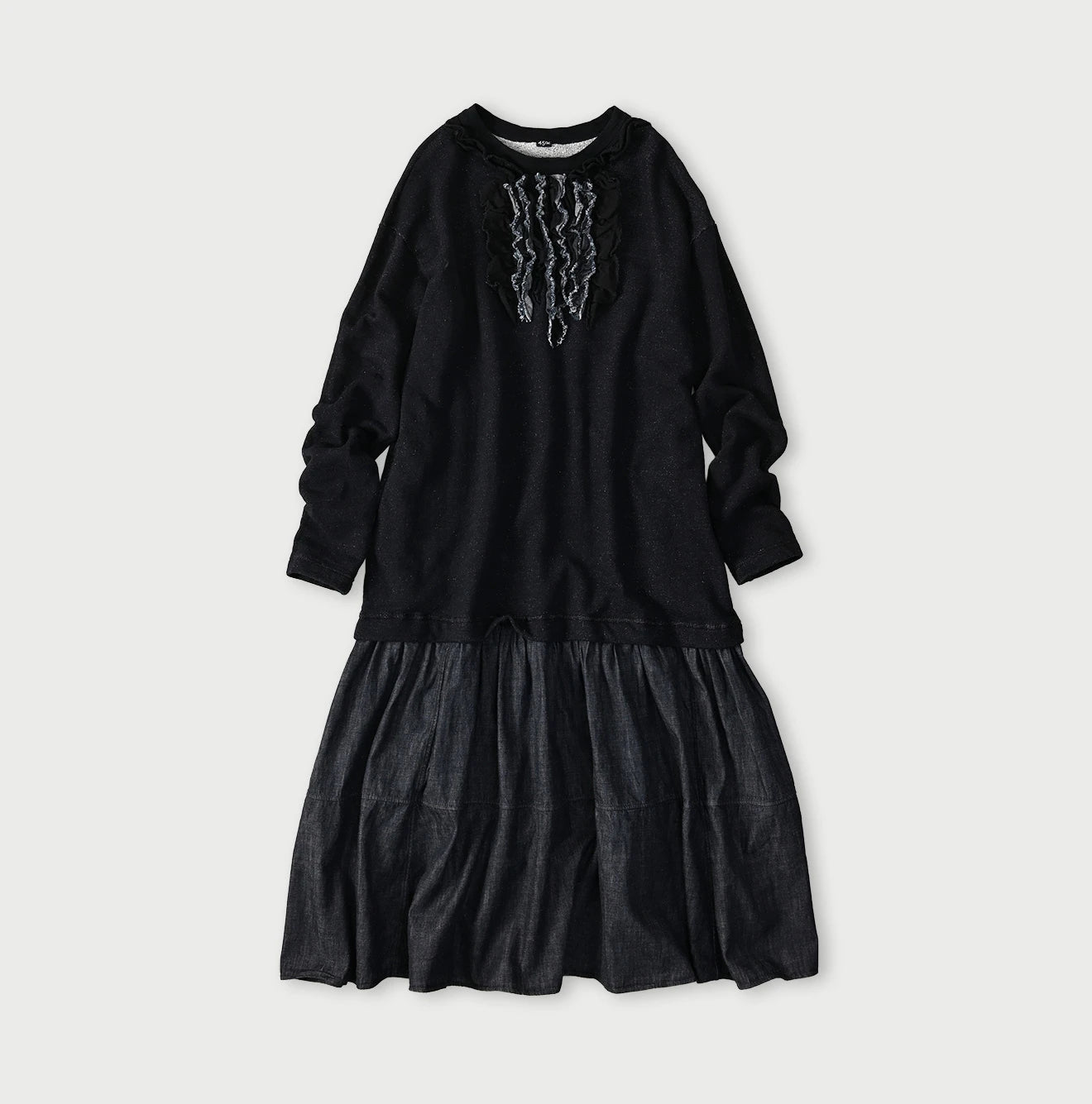 45R Indigo Cotton Fleece x Denim Dress - Image 1