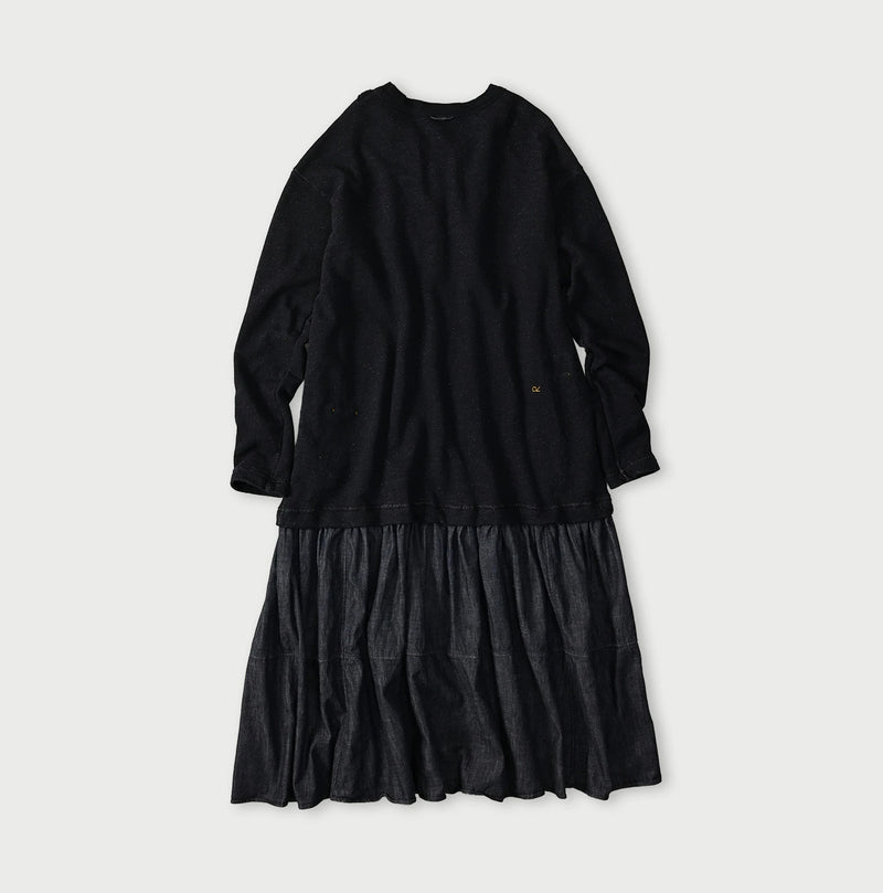 45R Indigo Cotton Fleece x Denim Dress - Image 13