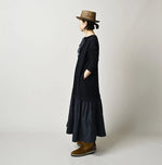 45R Indigo Cotton Fleece x Denim Dress