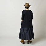 45R Indigo Cotton Fleece x Denim Dress