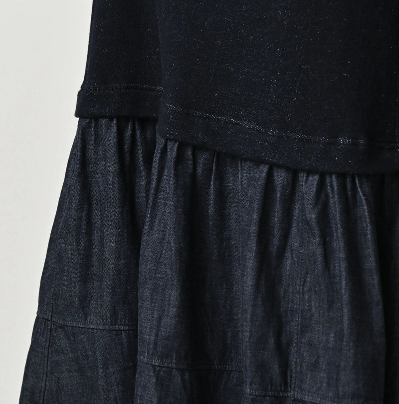 45R Indigo Cotton Fleece x Denim Dress - Image 9