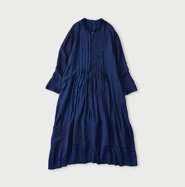 Ai Indigo Silk Pintuck Dress