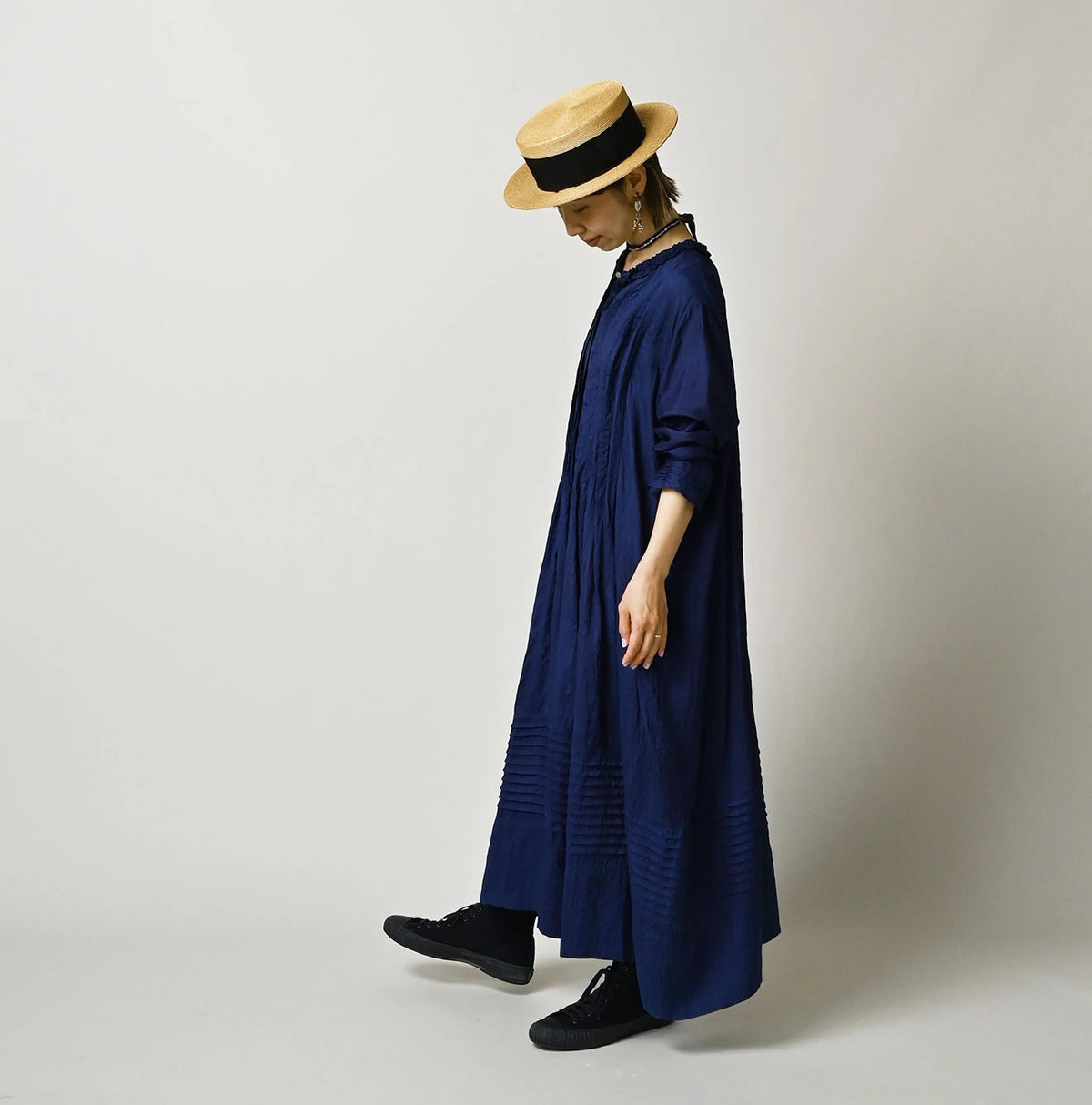 Ai Indigo Silk Pintuck Dress