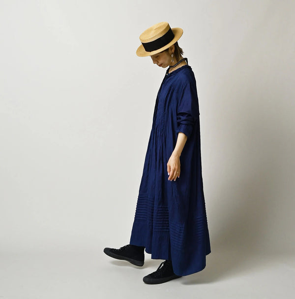 Ai Indigo Silk Pintuck Dress
