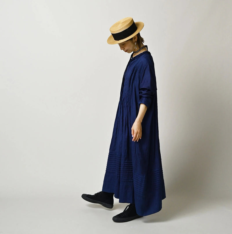Ai Indigo Silk Pintuck Dress - Image 3